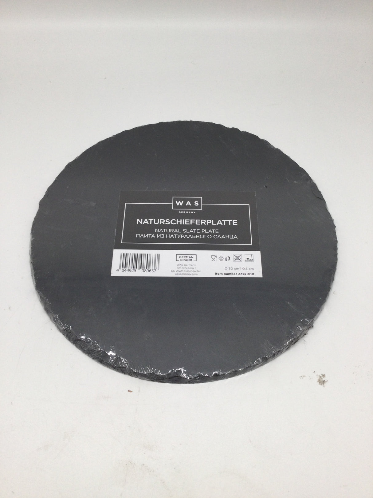 🍽️ WAS Germany Naturschieferplatte - Runde Servierplatte