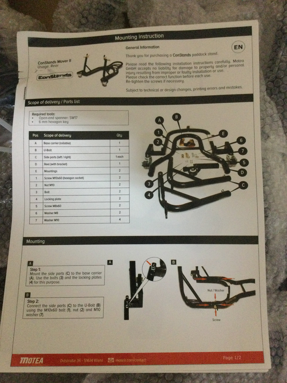 🏍️ ConStands Mover 2 Racing Hinterradständer (B-Ware)