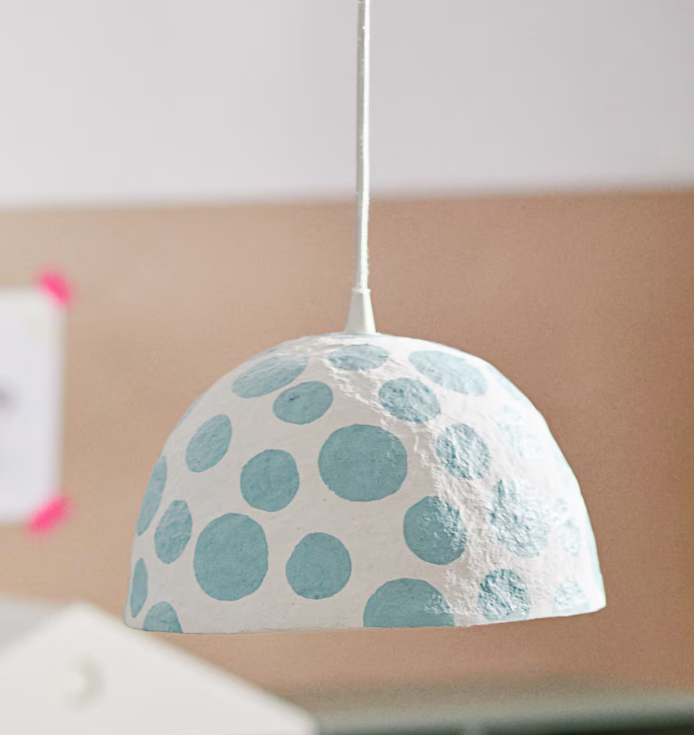 H&M Home Pendant Hängelampe – Weiß/Hellblau mit Punkten