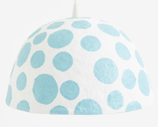 H&M Home Pendant Hängelampe – Weiß/Hellblau mit Punkten