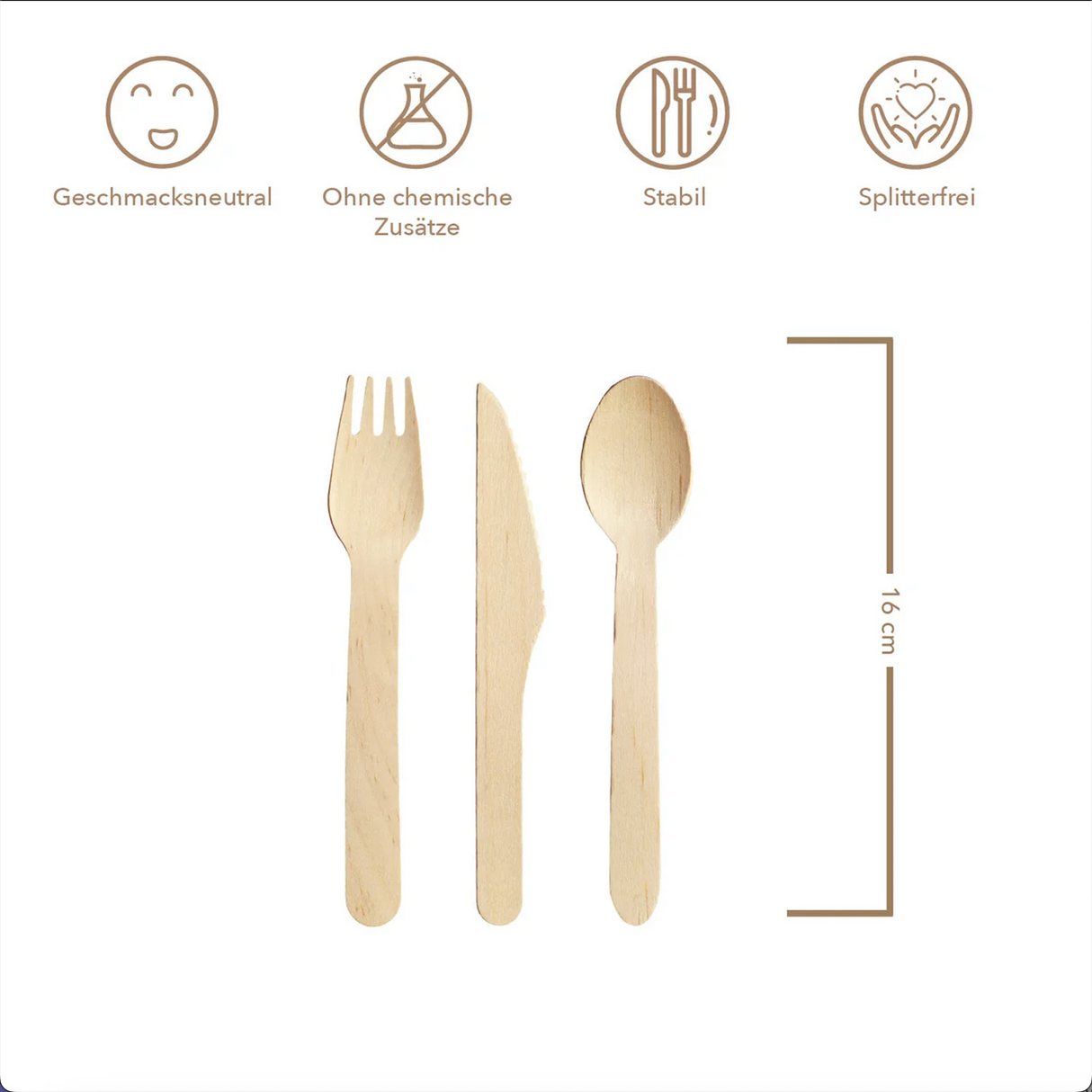 🍴 Wisefood 100 Stück Holz Einweg-Löffel 16 cm – B-Ware!