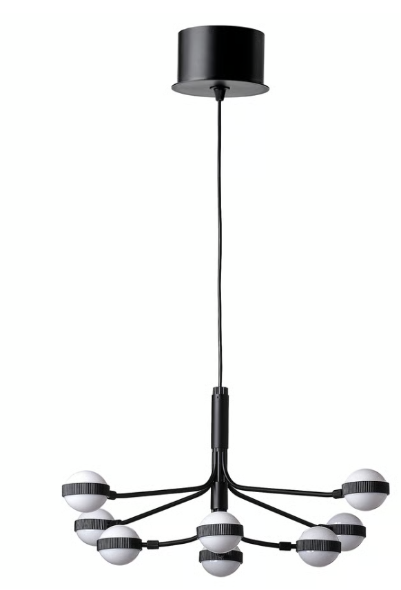 IKEA STORSLINGA Kronleuchter – 8-armig, LED, schwarz/weiß, 70 cm