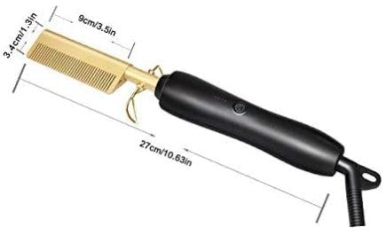 💇♀️ Keramik Heißkamm 230 °C – Haarglätter Schwarz/Gold, neu