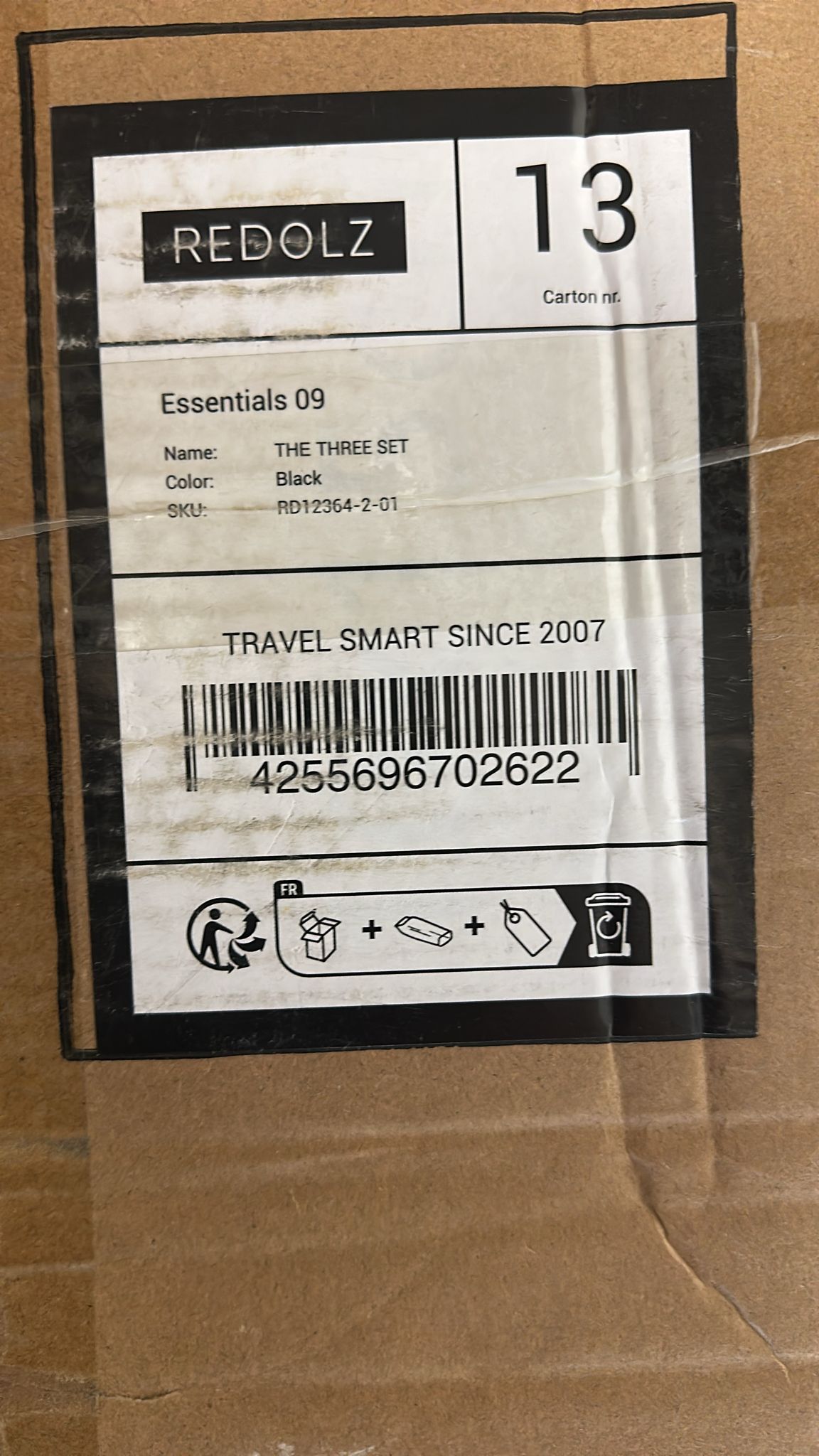 🧳 REDOLZ Kofferset 3-teilig – Schwarz