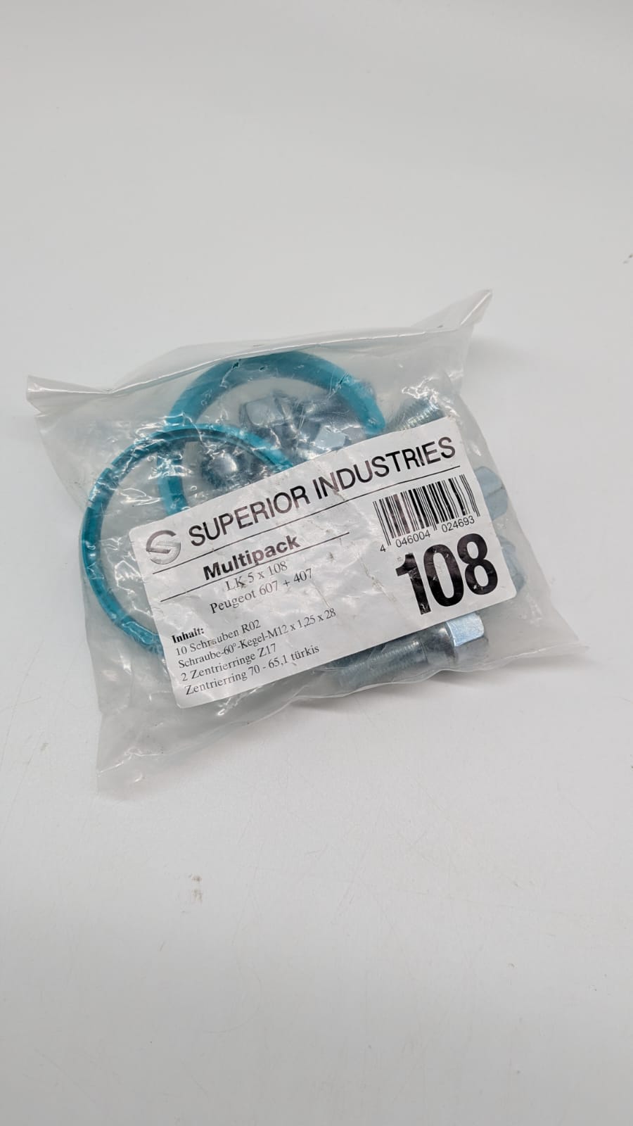 🚗 Superior Anbausatz Peugeot 607/407 – LK 5×108, Türkis, B-Ware