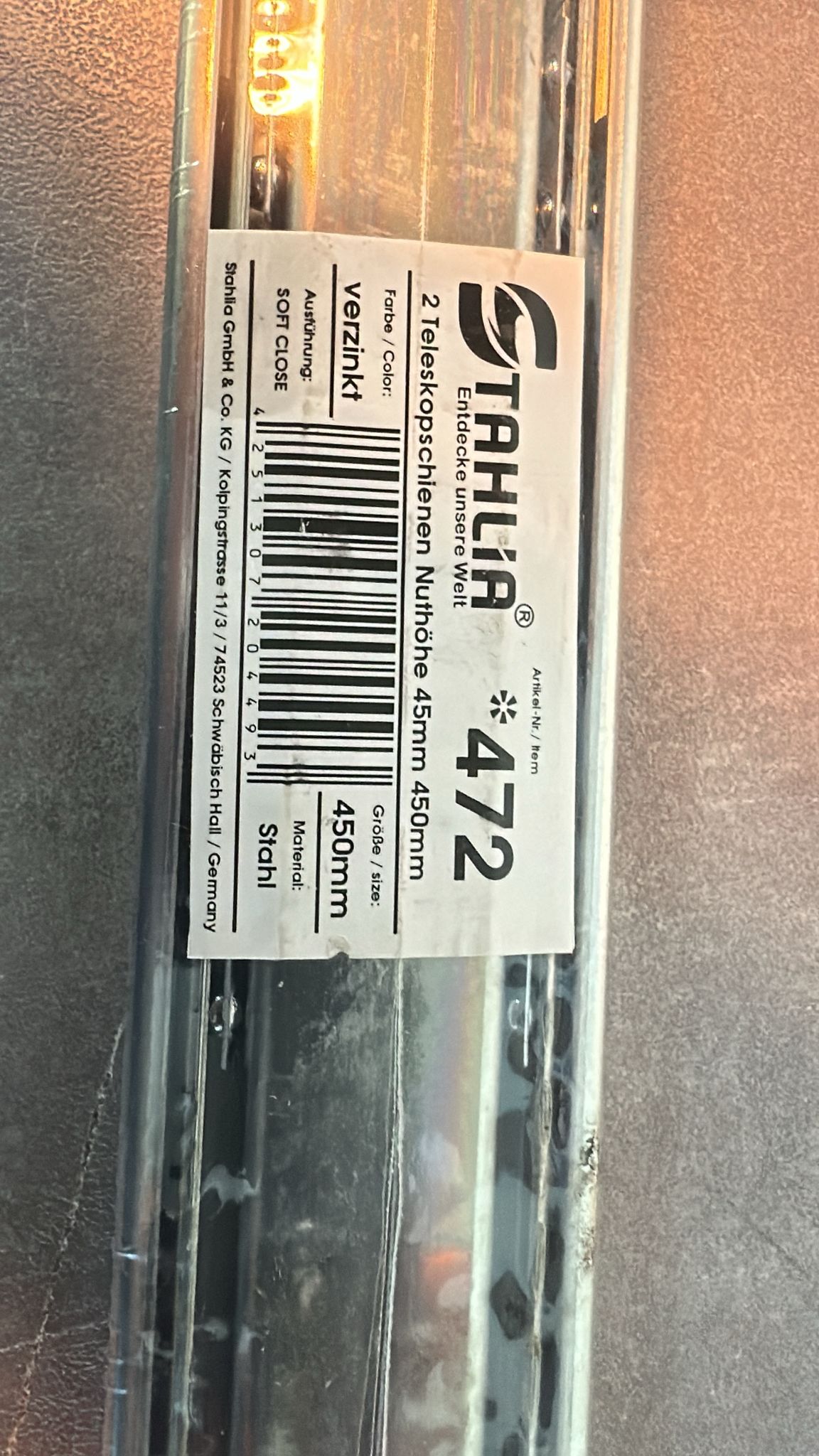 🗄️ STAHLIA Schubladenschienen 450mm – Vollauszug Soft-Close - neu