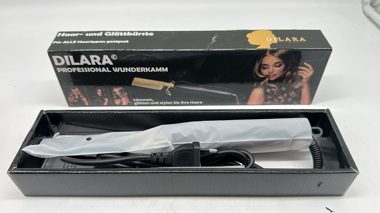 💇♀️ Keramik Heißkamm 230 °C – Haarglätter Schwarz/Gold, neu