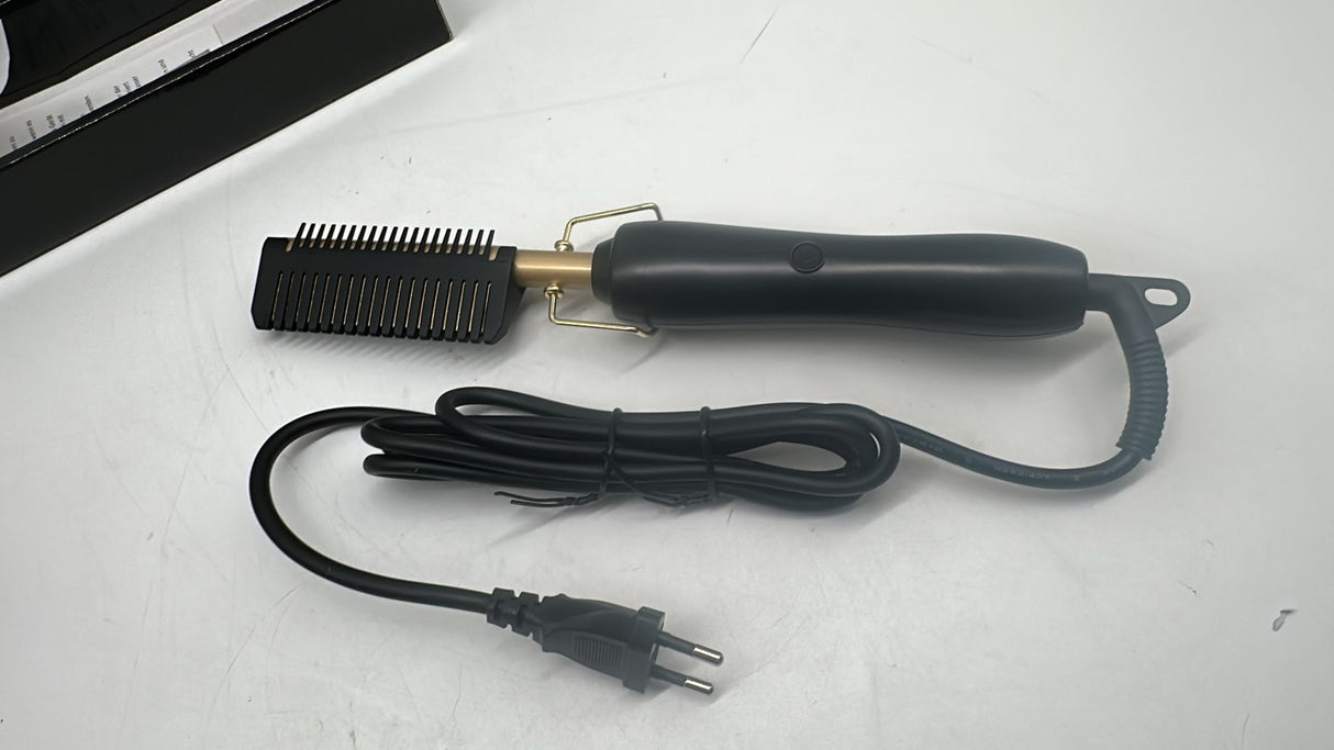 💇♀️ Keramik Heißkamm 230 °C – Haarglätter Schwarz/Gold, neu