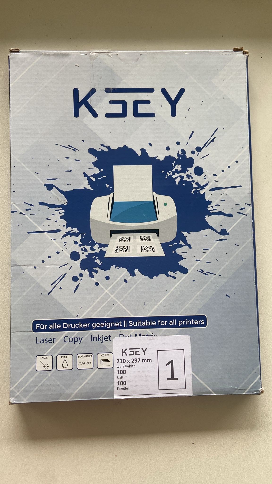📦 KEEY Selbstklebende Etiketten A4 – 100 Blatt (B-Ware)