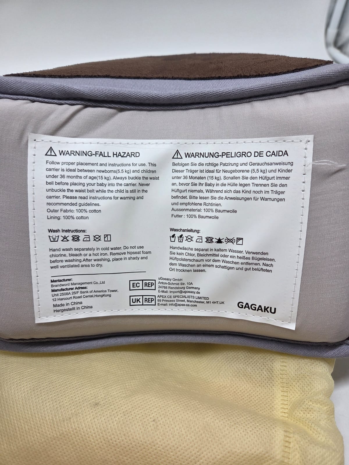 👶 GAGAKU Baby Hüftsitz Grau-Lavendel – B-Ware!