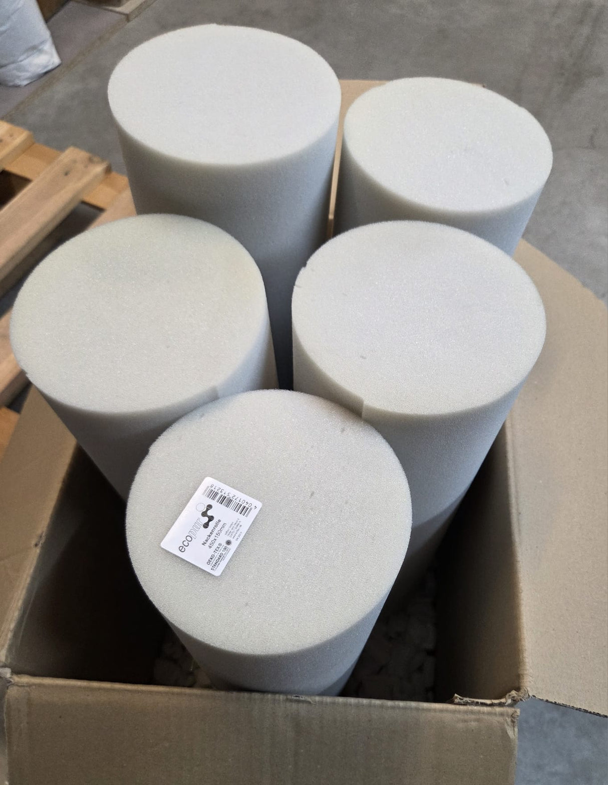 🌟 Ecopur+ Schaumstoff Nackenrolle – Ø 15 cm x 45 cm (B-Ware)