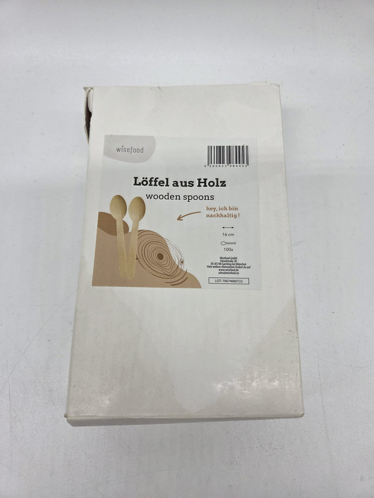 🍴 Wisefood 100 Stück Holz Einweg-Löffel 16 cm – B-Ware!