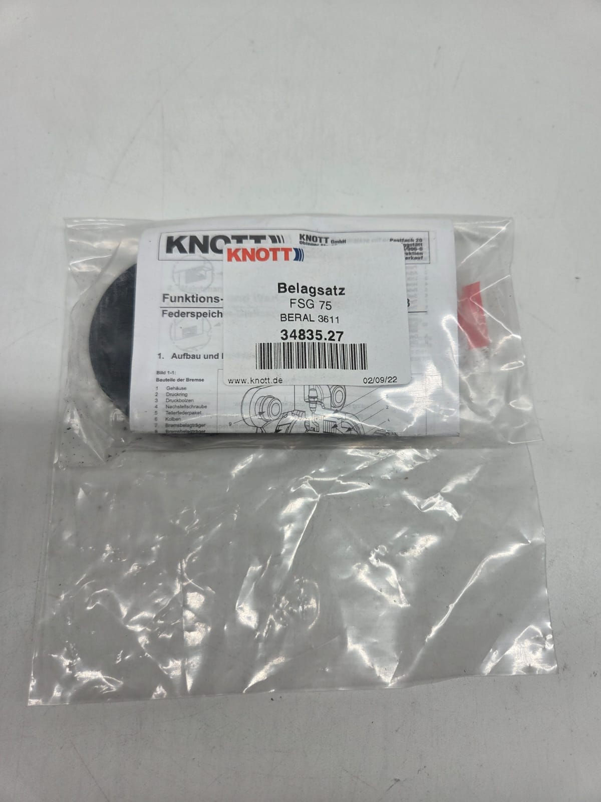 🛞 KNOTT Bremsbelagsatz 34835.27