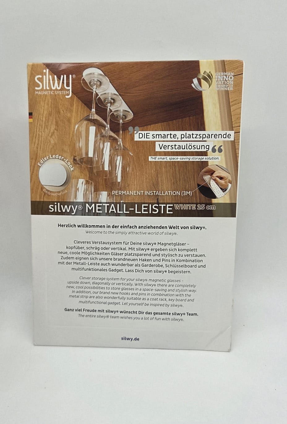 Silwy Magnet-Metallleiste 25 cm – Weiß