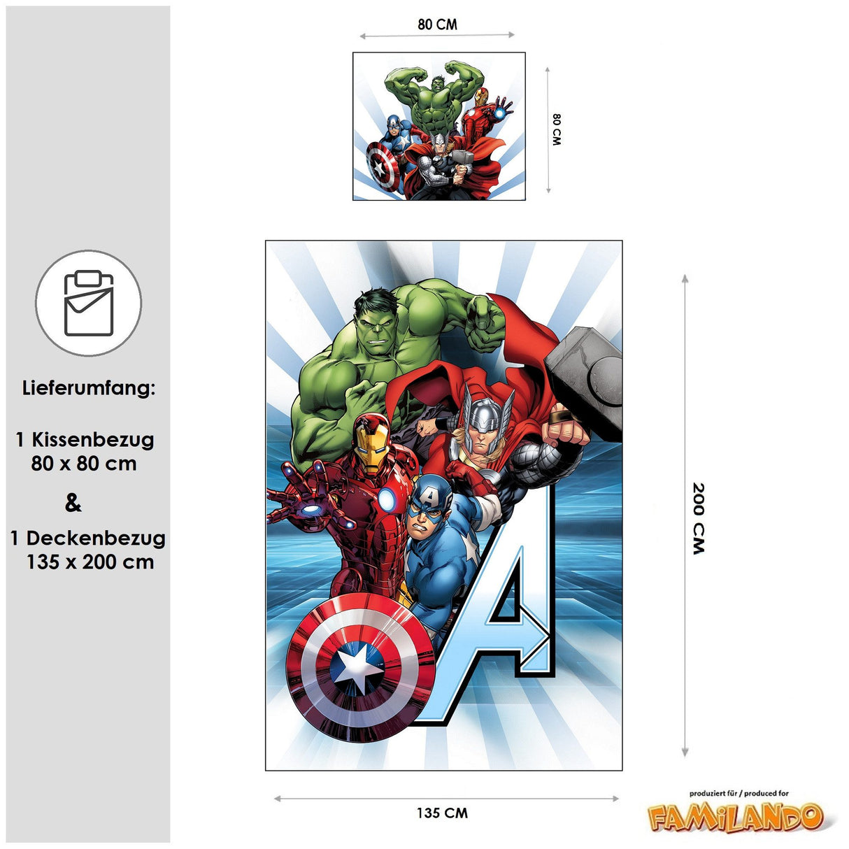 🛏️ Familando Avengers Kinderbettwäsche
