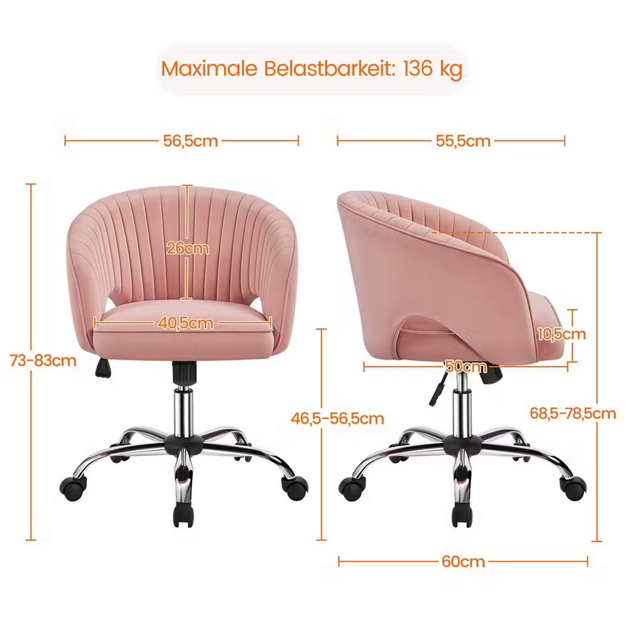 🪑 Yaheetech Drehstuhl ARA77 Hellrosa