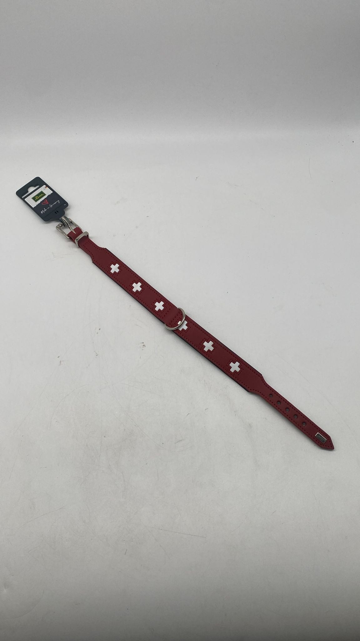 🐶 HUNTER Halsband Swiss 47 – Rot/Schwarz, Leder, 38–43,5 cm - B-Ware