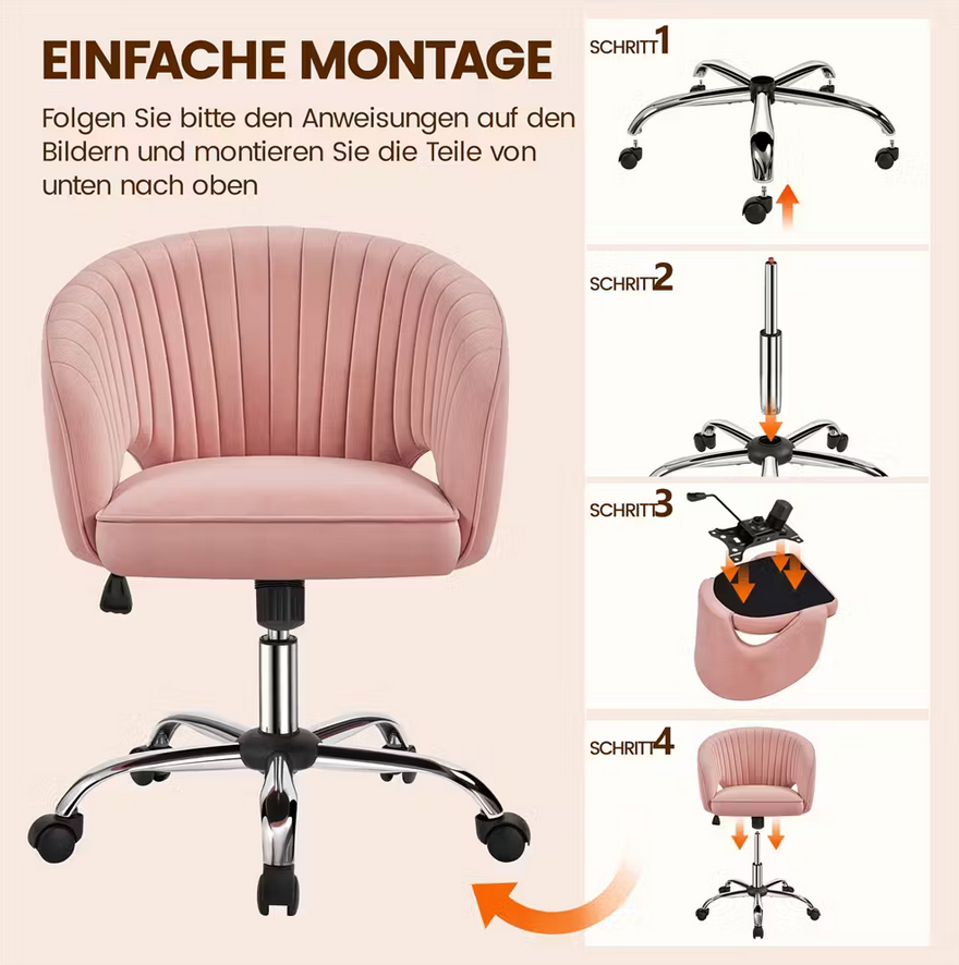 🪑 Yaheetech Drehstuhl ARA77 Hellrosa