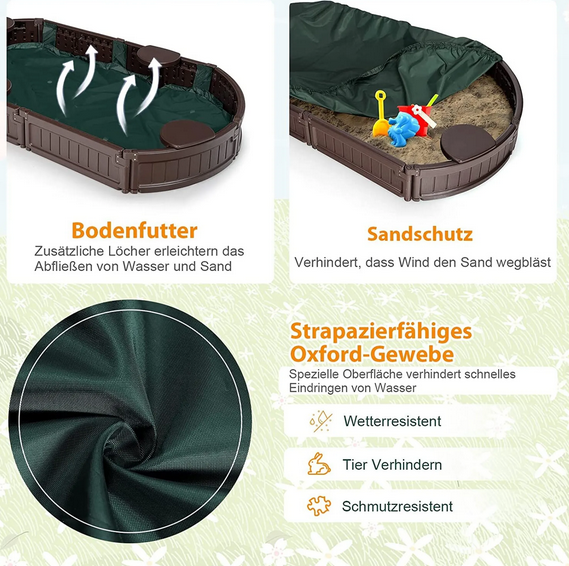 🏖️ COSTWAY Sandkasten mit Abdeckung