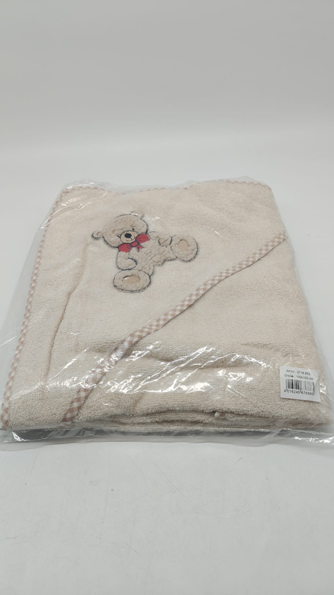 🧸 Wörner Südfrottier – Teddy Kapuzen-Handtuch (100 × 100 cm)