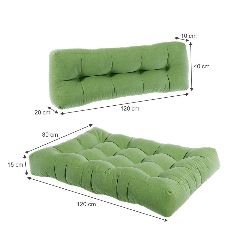 🪑 Vicco Palettenkissen 80x120 cm Grün