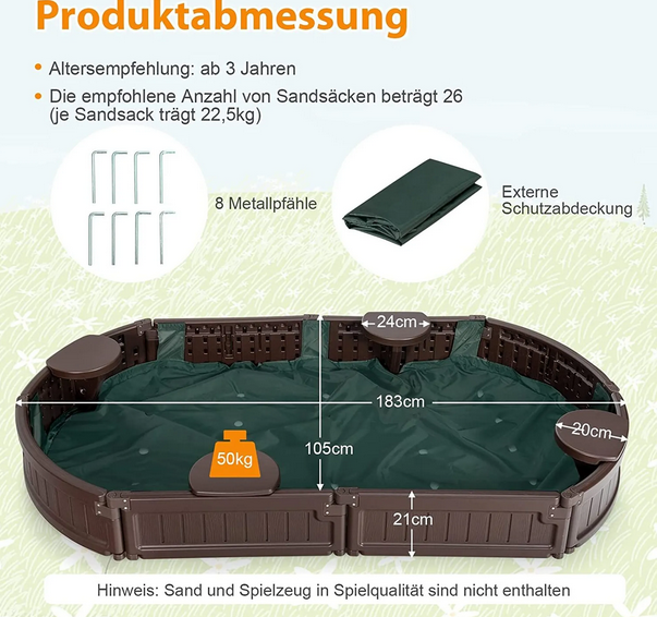 🏖️ COSTWAY Sandkasten mit Abdeckung
