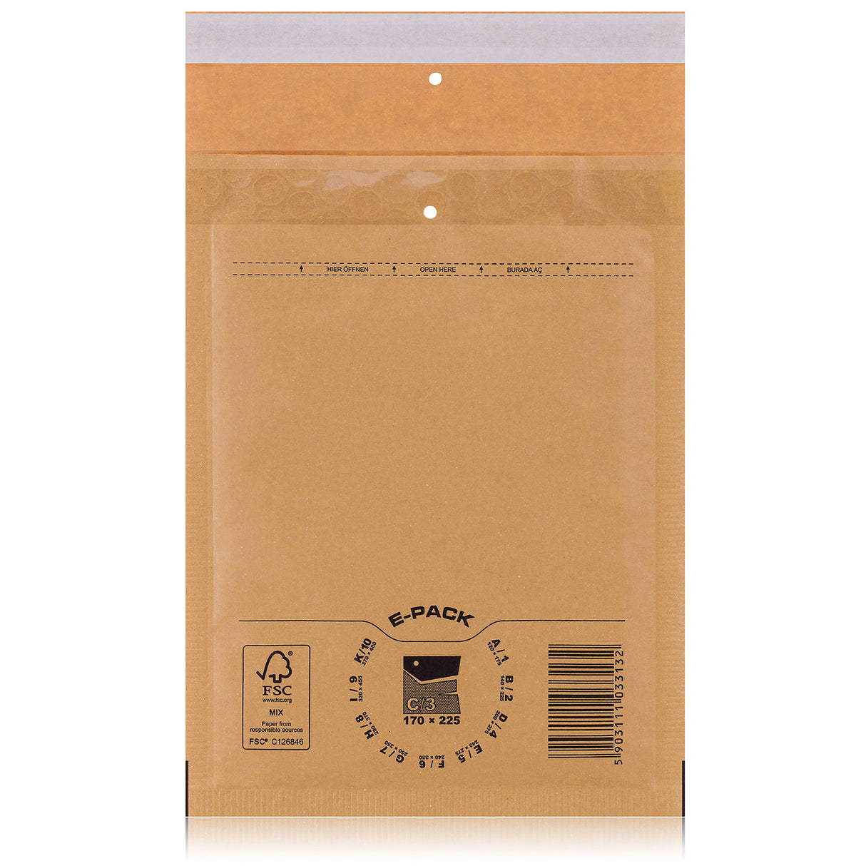 📦 E-Pack Luftpolstertaschen C3 Braun – 100 Stück