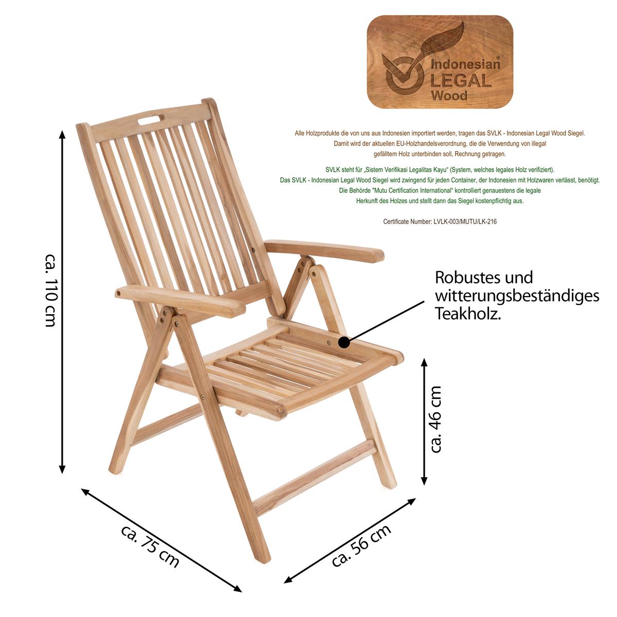 🌿 Divero Gartenstuhl GRANADA