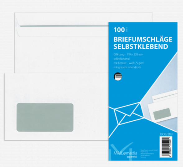 ✉️ Standard-Kuverts DIN lang mit Fenster