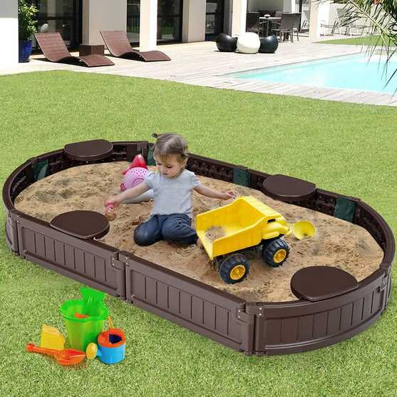 🏖️ COSTWAY Sandkasten mit Abdeckung