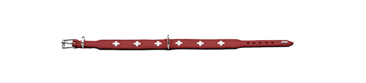 🐶 HUNTER Halsband Swiss 47 – Rot/Schwarz, Leder, 38–43,5 cm - B-Ware
