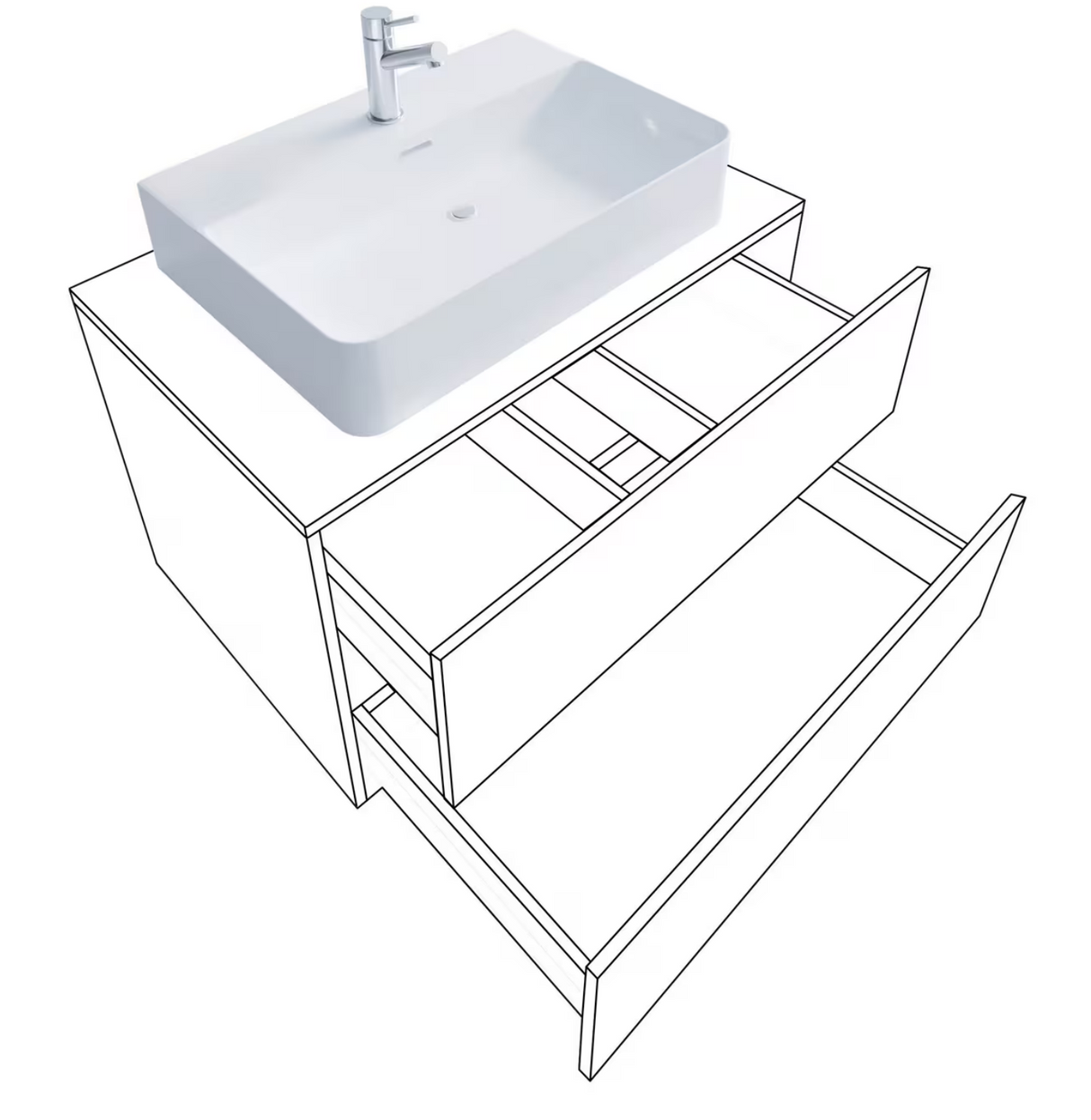 🚿 VCM Waschtischkombination 80cm Honigeiche
