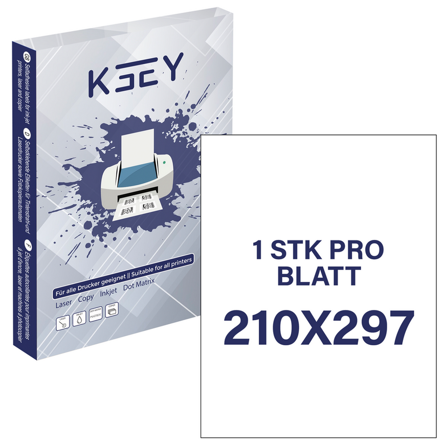 📦 KEEY Selbstklebende Etiketten A4 – 100 Blatt (B-Ware)