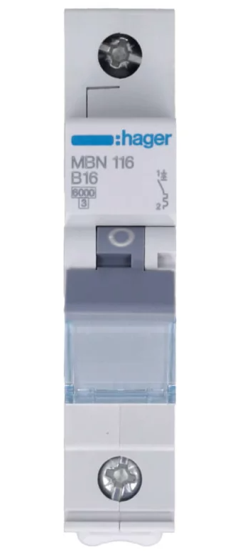 🌟 Hager Leitungsschutzschalter MBN116 1-polig 6kA B-16A B16 🌟