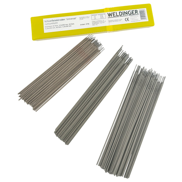 WELDINGER Universal Schweißelektroden Sortiment – 2,0 / 2,5 / 3,25 mm (110 Stück in Box)