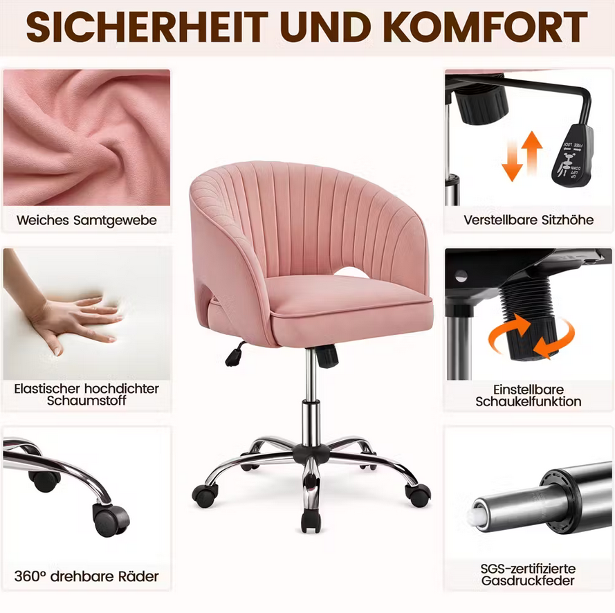 🪑 Yaheetech Drehstuhl ARA77 Hellrosa