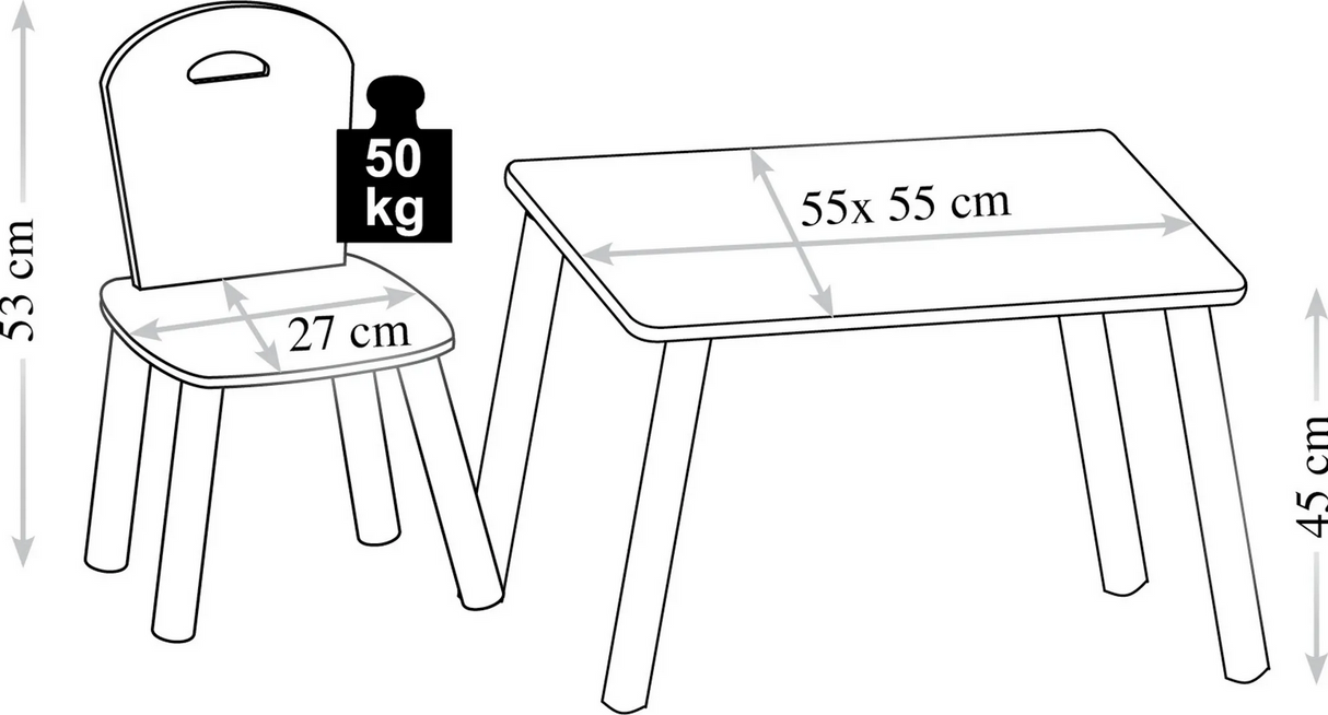 🦙 KESPER Kindertisch mit 2 Stühlen - Alpaka Motiv
