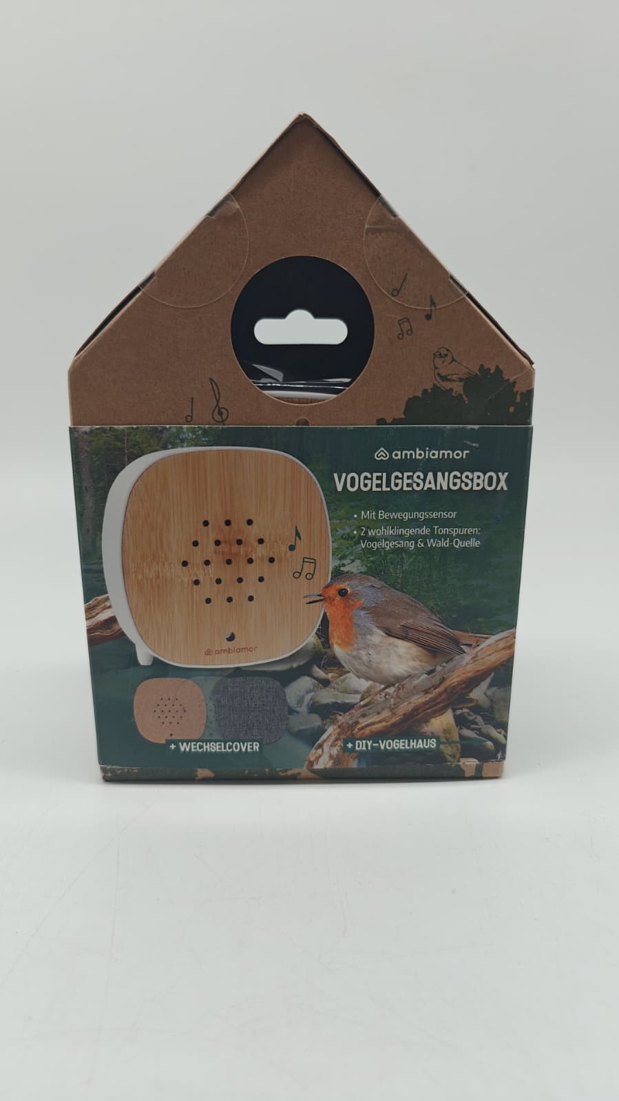 🐦 Ambiamor Vogelgesangbox - Vogelgezwitscher Bewegungsmelder-Box - B-Ware