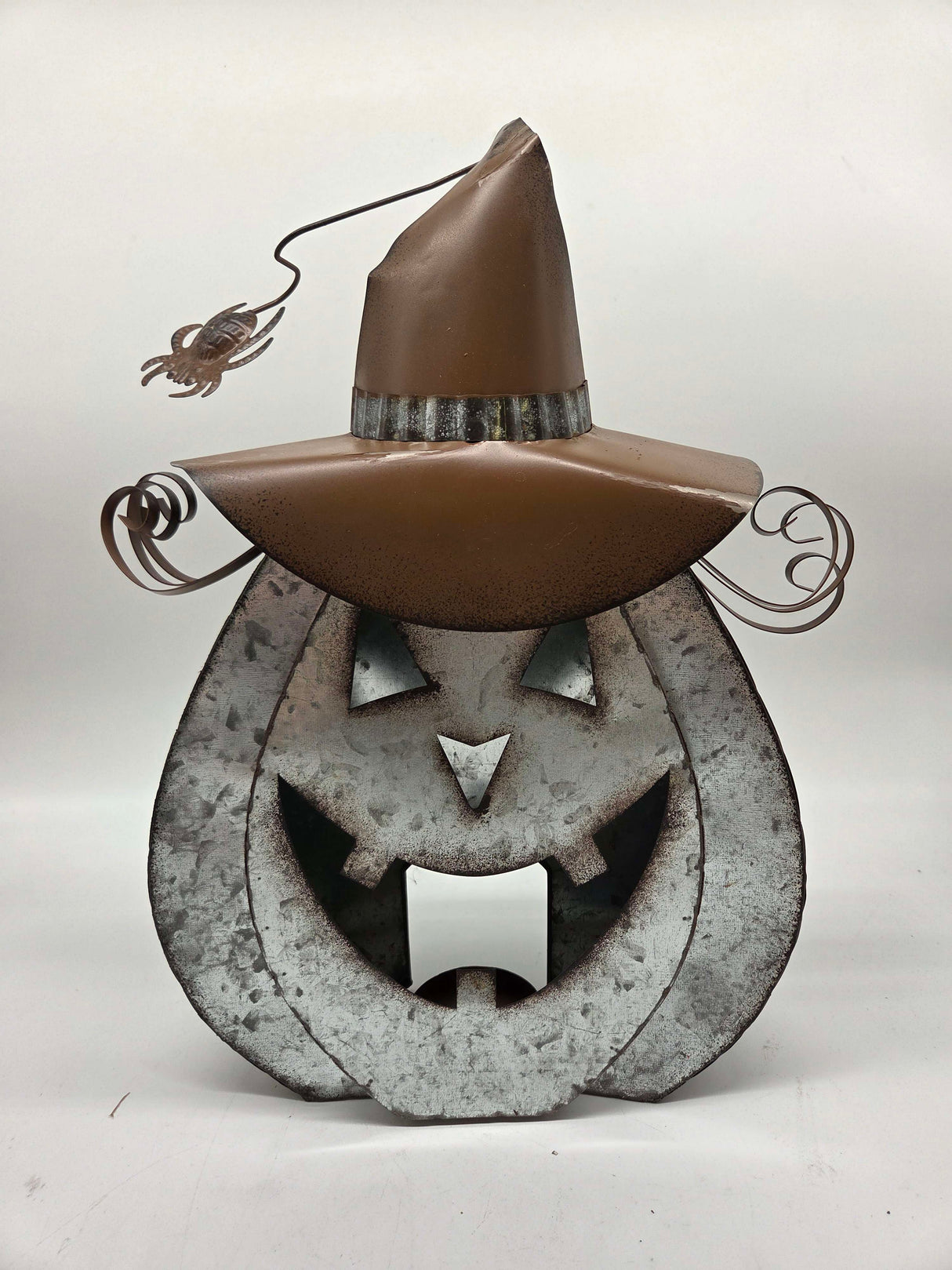 🎃 FRANK FLECHTWAREN Halloween Windlicht Kürbis aus Metall – B-Ware!