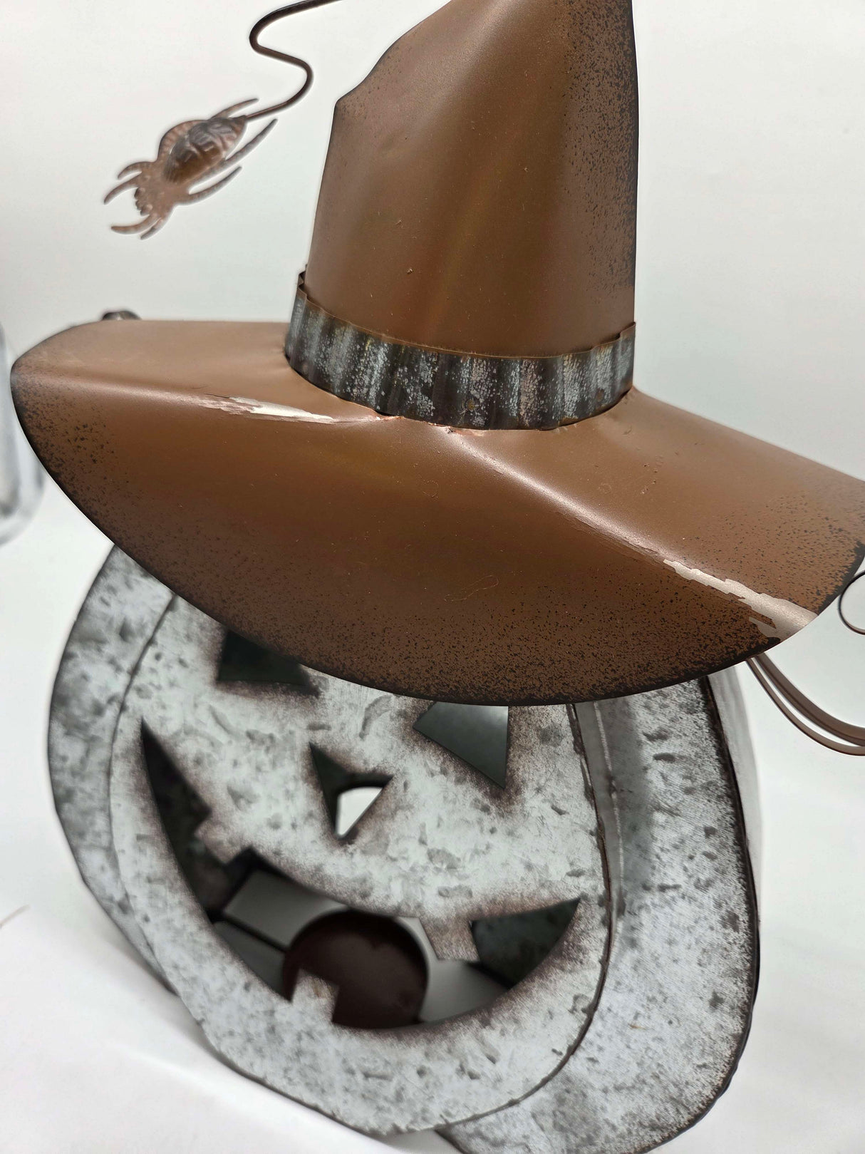 🎃 FRANK FLECHTWAREN Halloween Windlicht Kürbis aus Metall – B-Ware!