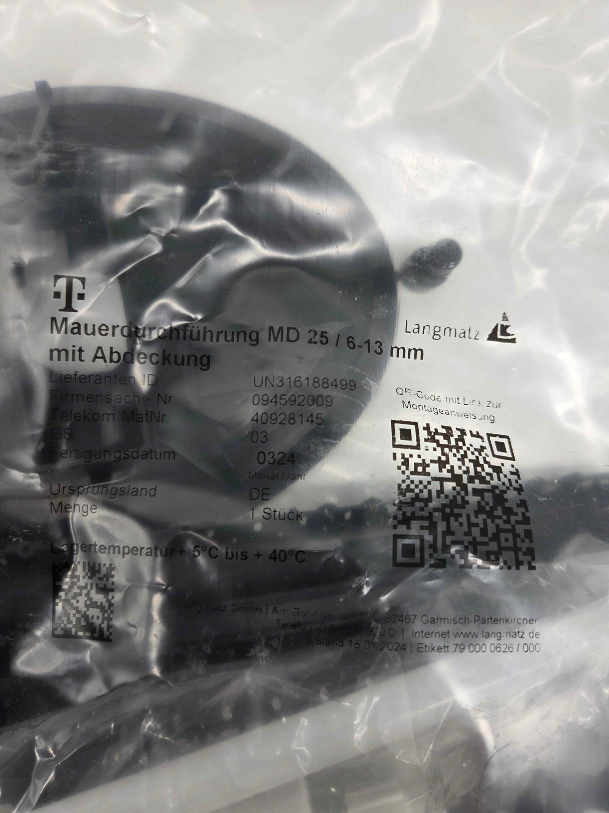 Langmatz Mauerdurchführung MD 25/6–13 mm