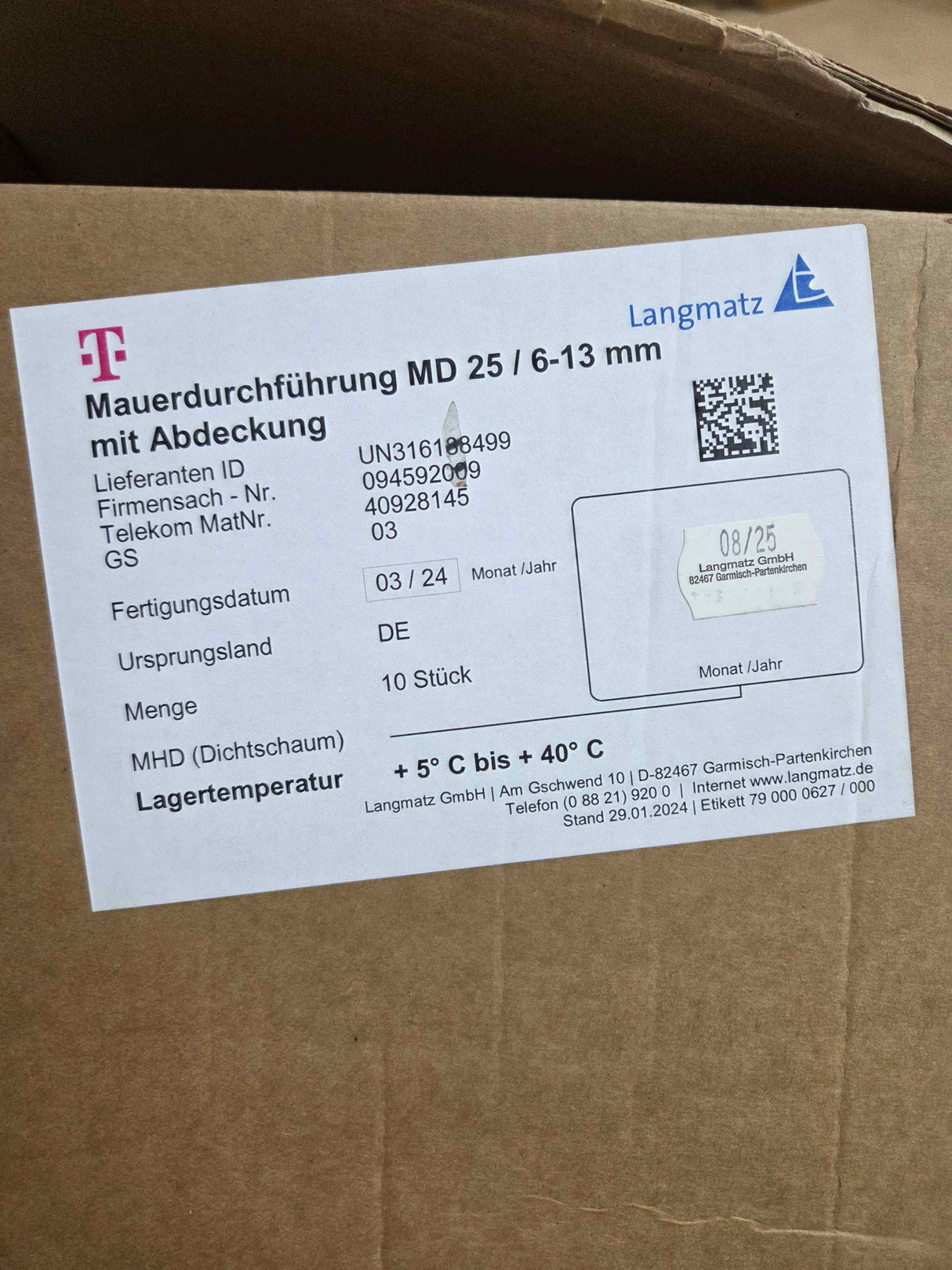 Langmatz Mauerdurchführung MD 25/6–13 mm