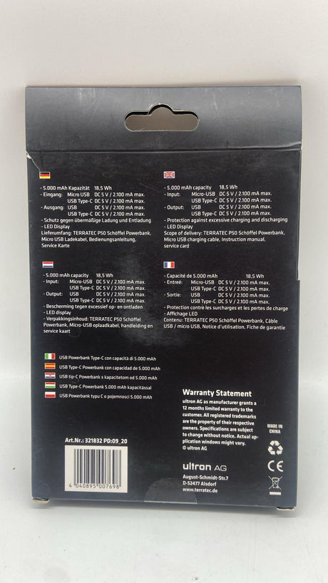 🔋 Terratec P50 Schöffel – Powerbank - B-Ware