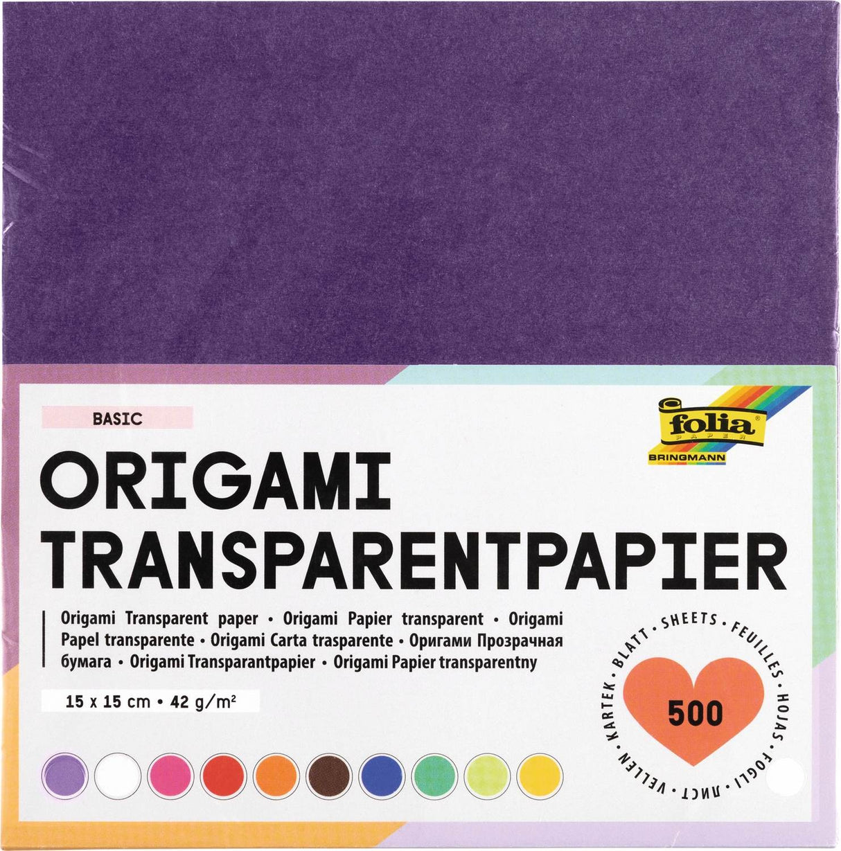 🟦 folia® Faltblätter Transparentpapier 15x15 cm – 500 Stück