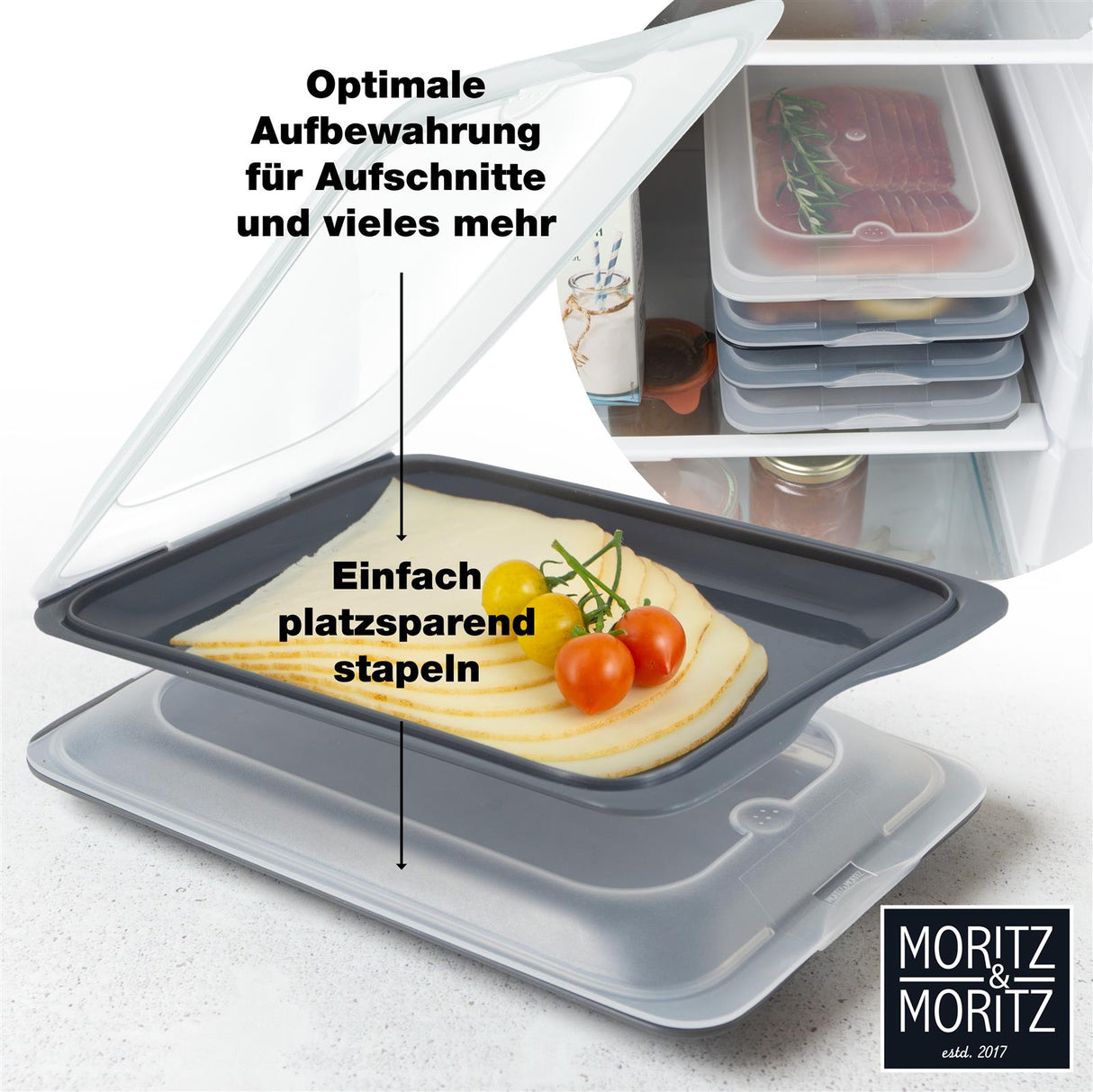 🌟 Moritz & Moritz Aufschnittdosen – Dunkel, 4er Set, stapelbar 🌟