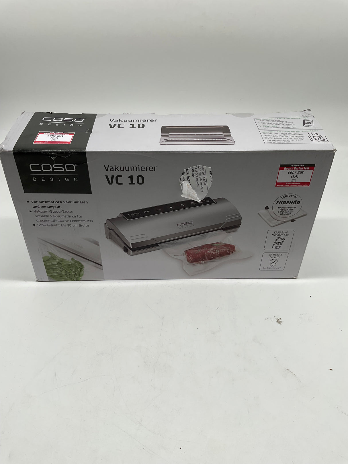 🧊 CASO VC10 Vakuumierer inkl. 10 Beutel + Vakuumierschlauch (B-Ware)
