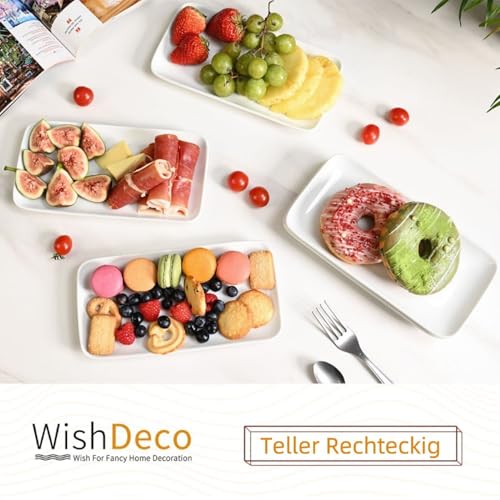 🌟 WishDeco Teller Rechteckig – 6er-Set Servierplatten, 23x12 cm 🌟