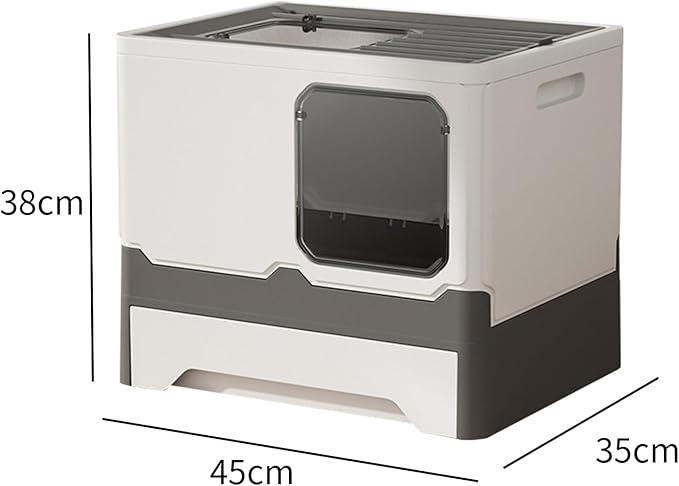 🐱 Gupamiga Katzentoilette – Grau/Weiß, mit Deckel & Tablett - B-Ware