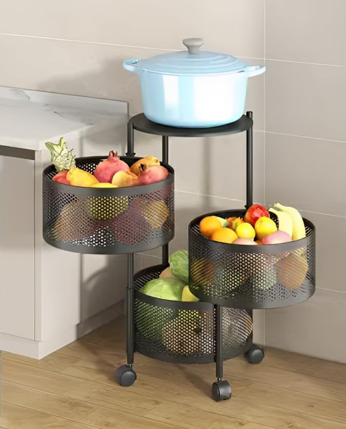 🧺 Homeor Rollregal 3-stöckig Metall Schwarz