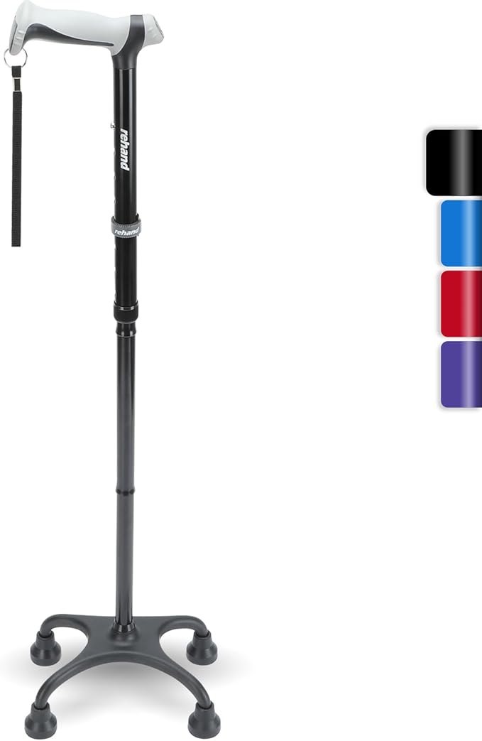 🩼 Rehand Vierfuß-Gehstock – Rot, faltbar, höhenverstellbar, bis 136 kg, neu
